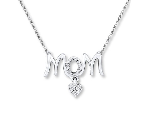 Diamond Mom Necklace 1/15 ct tw Round-cut Sterling Silver