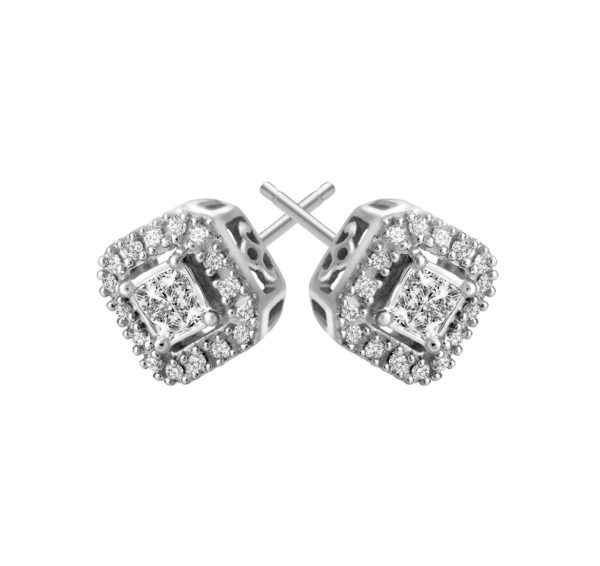 Princess-Cut Diamond Stud Earrings 10K  Gold